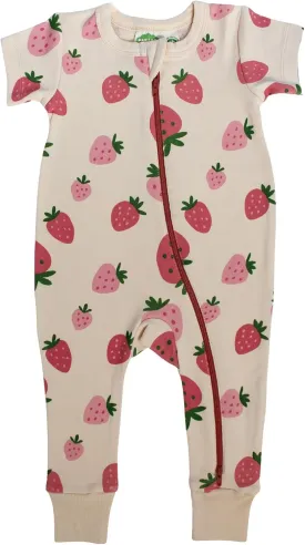 PARADE Organic Signature Print '2-Way' Zip Romper Short Sleeve