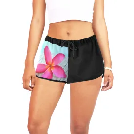 Pink Frangipani Drawstring Shorts