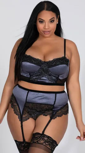Plus Size Romantic High Waisted Lace Bra Set