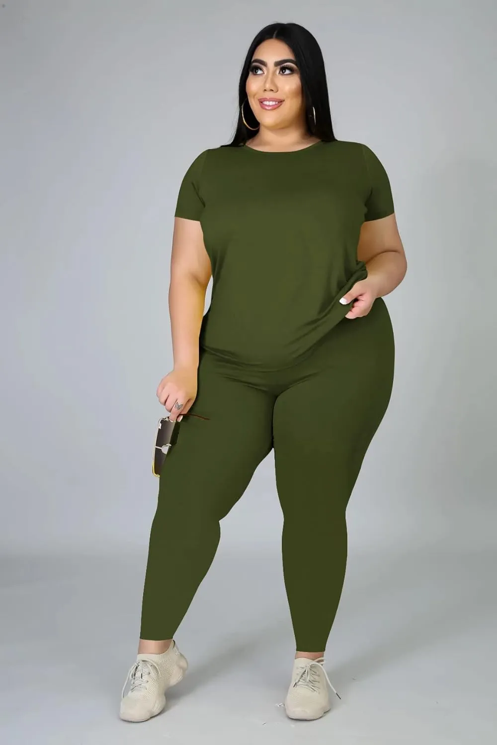 Plus Size Two Piece Outfits For Women Summer Sweatsuits Jogger Sets Casual Print Shorts Tracksuit Sets