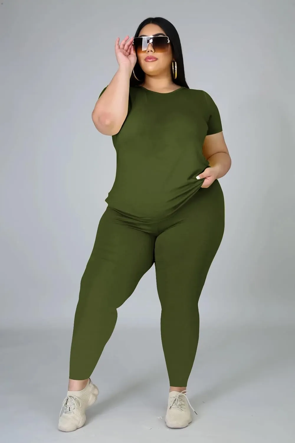 Plus Size Two Piece Outfits For Women Summer Sweatsuits Jogger Sets Casual Print Shorts Tracksuit Sets