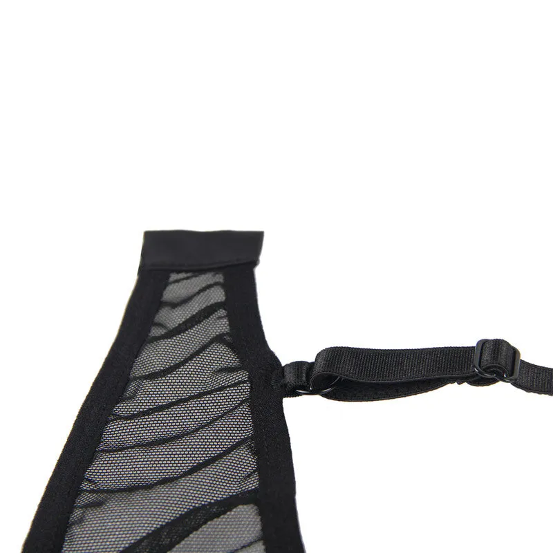 Queen Eyelash Lace & Sheer Bra Garterbelt Set