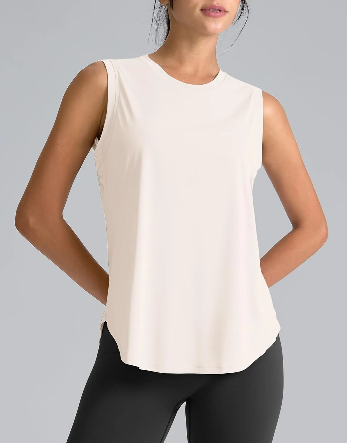 SANTINY Women's Sleeveless Workout Tops Breathable Lightweight Active Tennis Yoga Shirts Athletic Running Tank Tops for Women