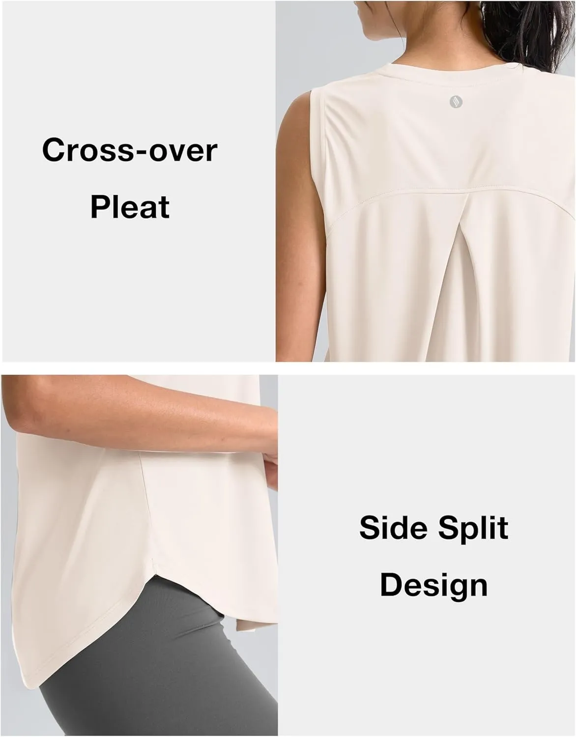 SANTINY Women's Sleeveless Workout Tops Breathable Lightweight Active Tennis Yoga Shirts Athletic Running Tank Tops for Women