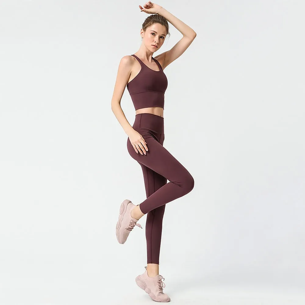 Seamless Yoga Set Yoga Top/Bra High Waist Leggings