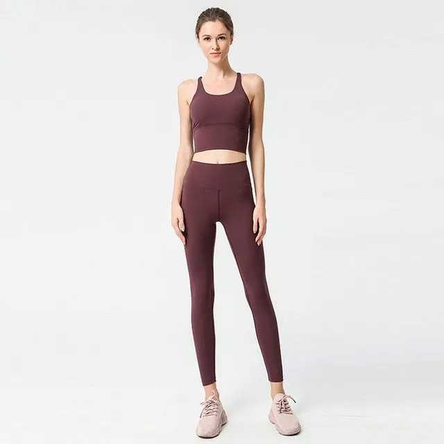Seamless Yoga Set Yoga Top/Bra High Waist Leggings