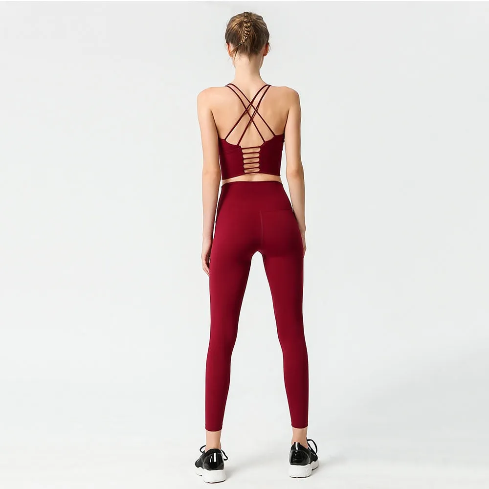 Seamless Yoga Set Yoga Top/Bra High Waist Leggings
