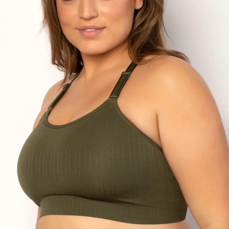 SMOOTH COMFORT WIRELESS LONGLINE BRA OLIVE