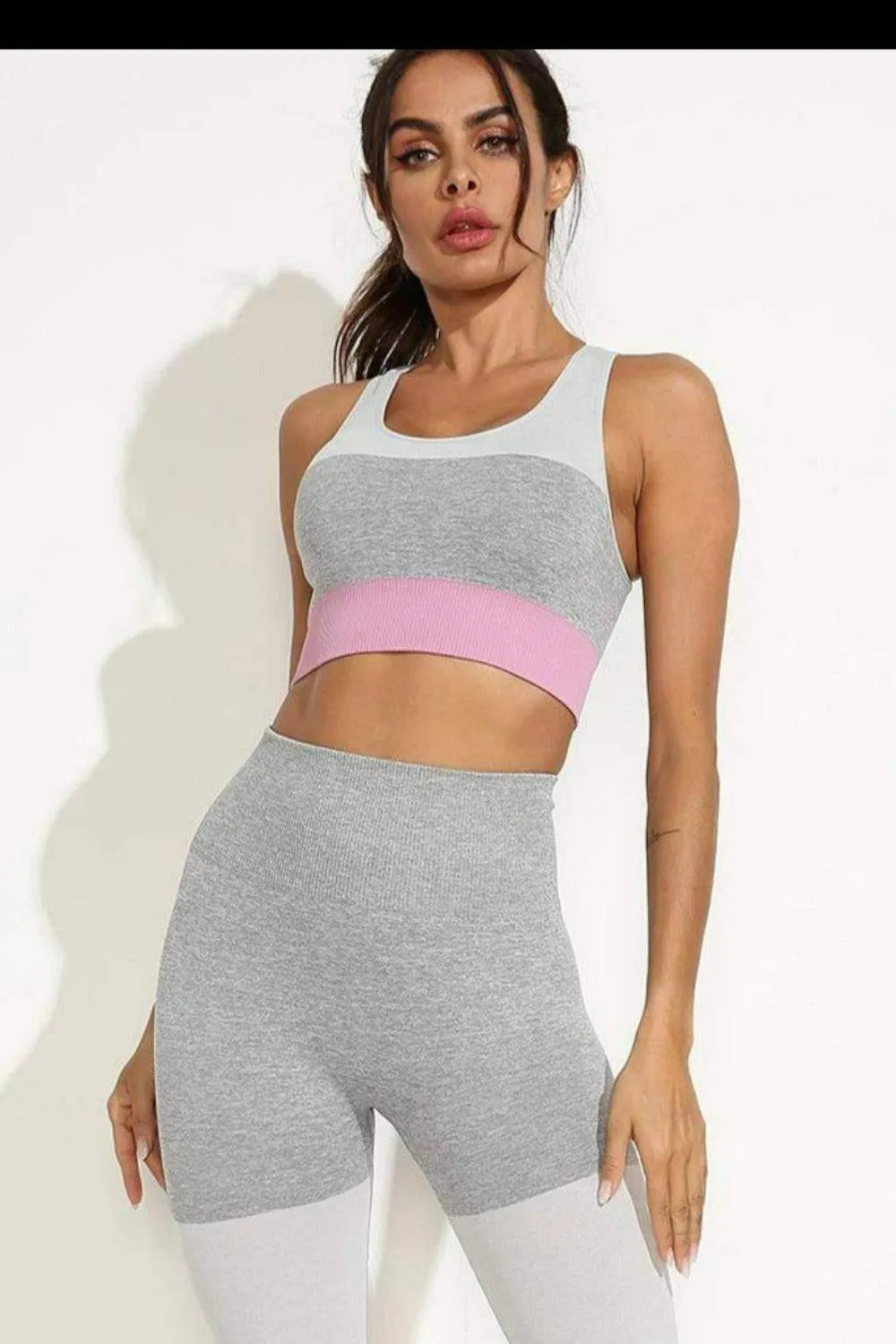 Squat Proof Patchwork Pink Workout Set