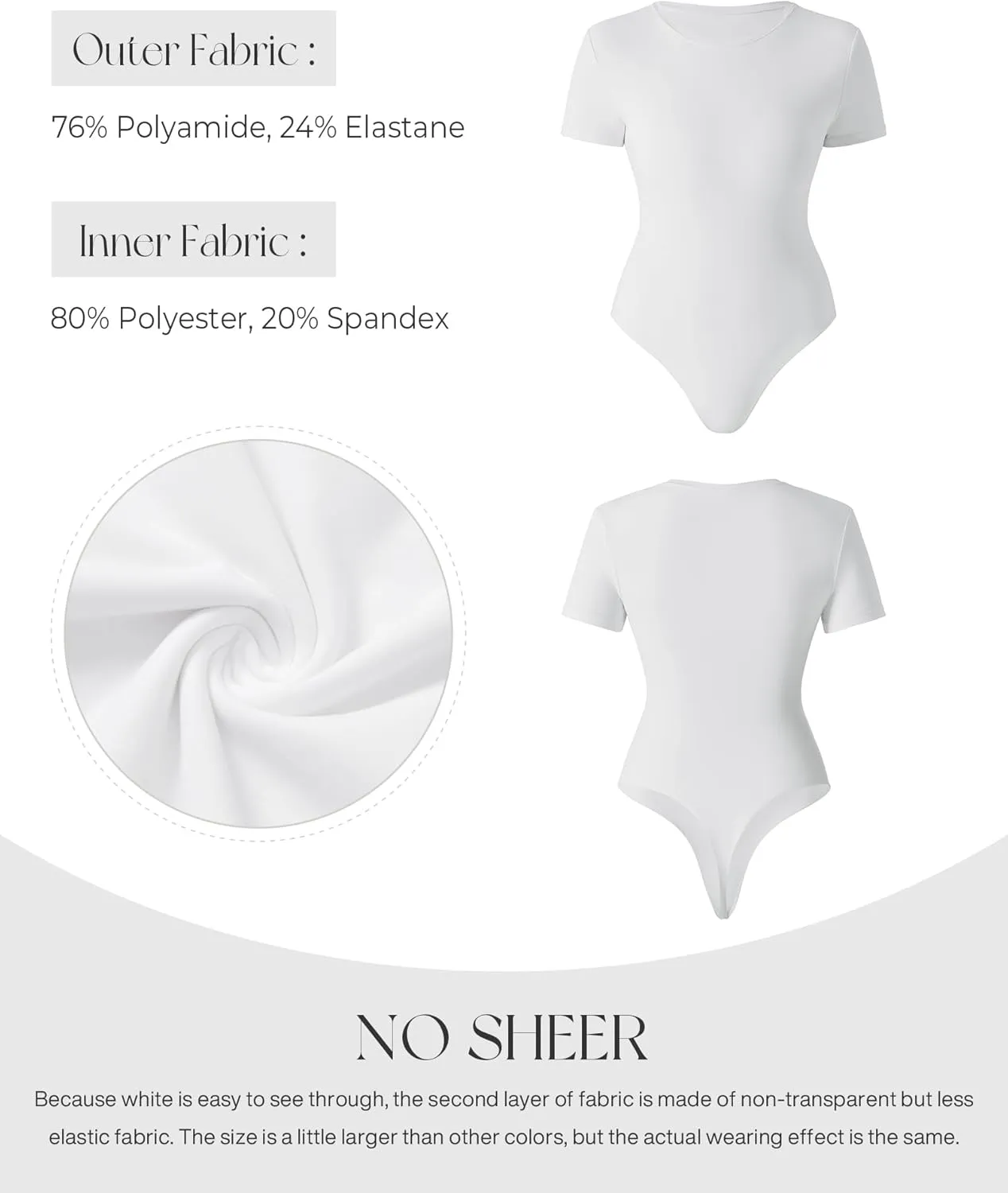 SUUKSESS Women Crew Neck Short Sleeve Thong Bodysuit Shirts Basic Top