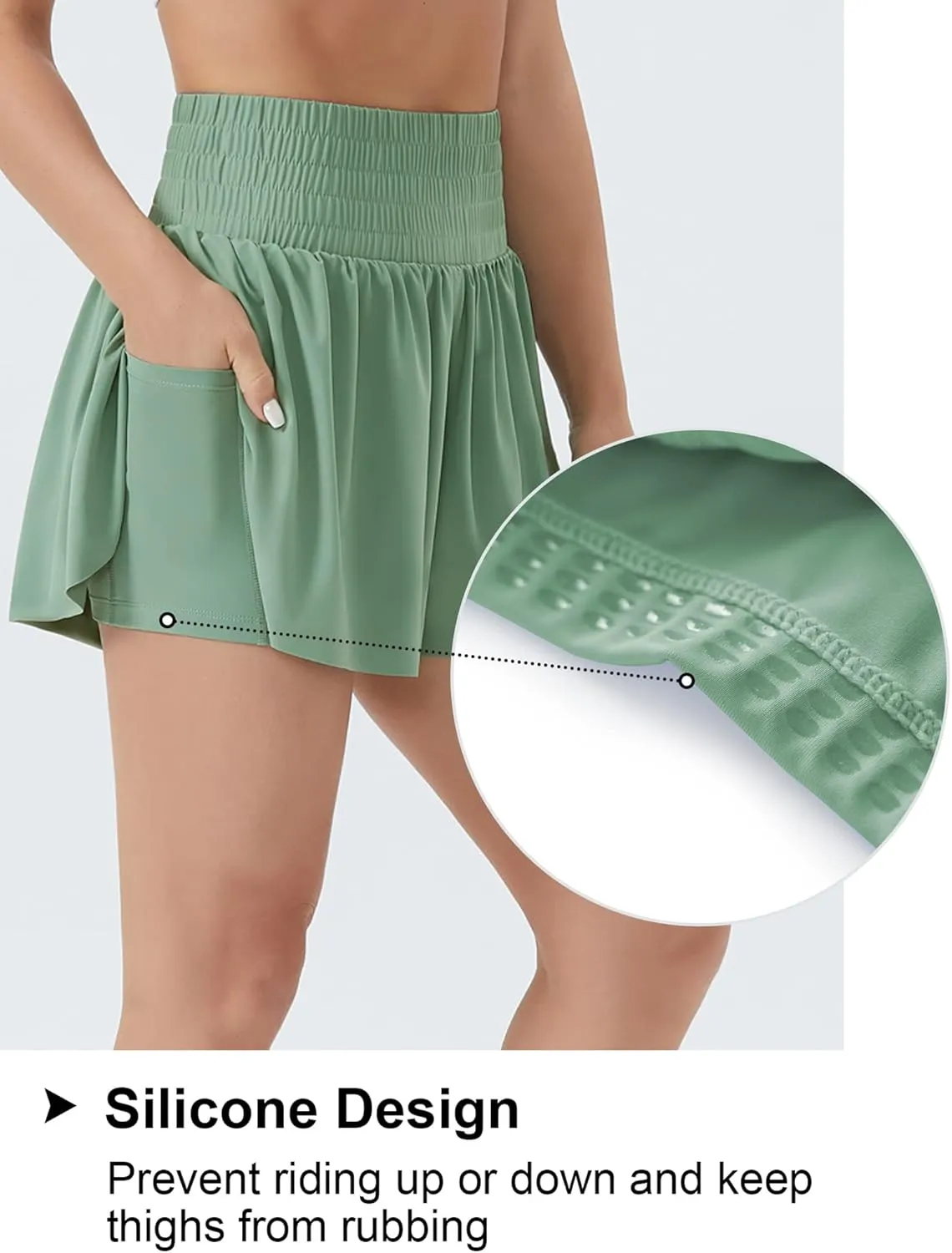 THE GYM PEOPLE Women's High Waisted Flowy Running Shorts 2 in 1 Athletic Workout Skirt Shorts