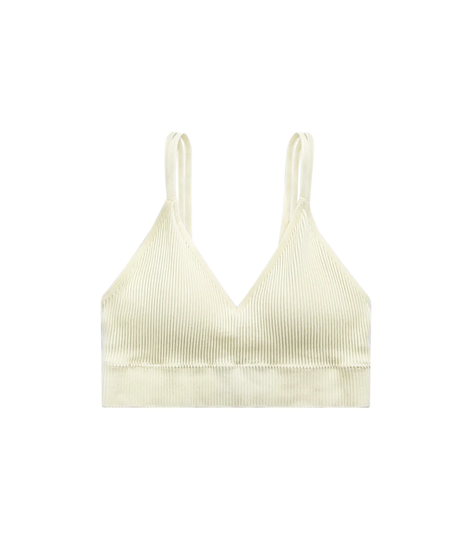 V-Neck Threaded Double Strap Triangular Cup Camisole Beige