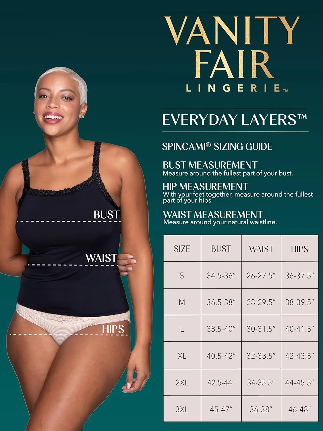 Vanity Fair Women's Camisole Tops, Everyday Layers, Tank Top for Women, Cami for Women