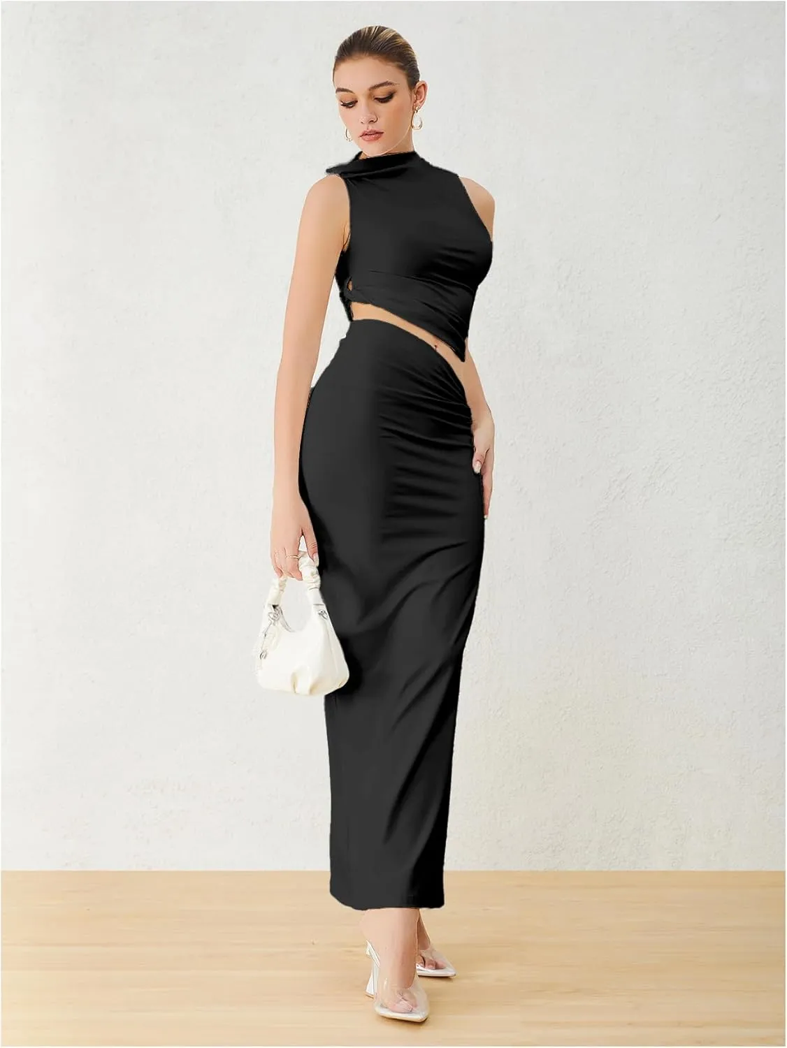 Verdusa Two Piece Sets For Women Going Out Tops and Bodycon Maxi Skirt Set Vacation Outfits