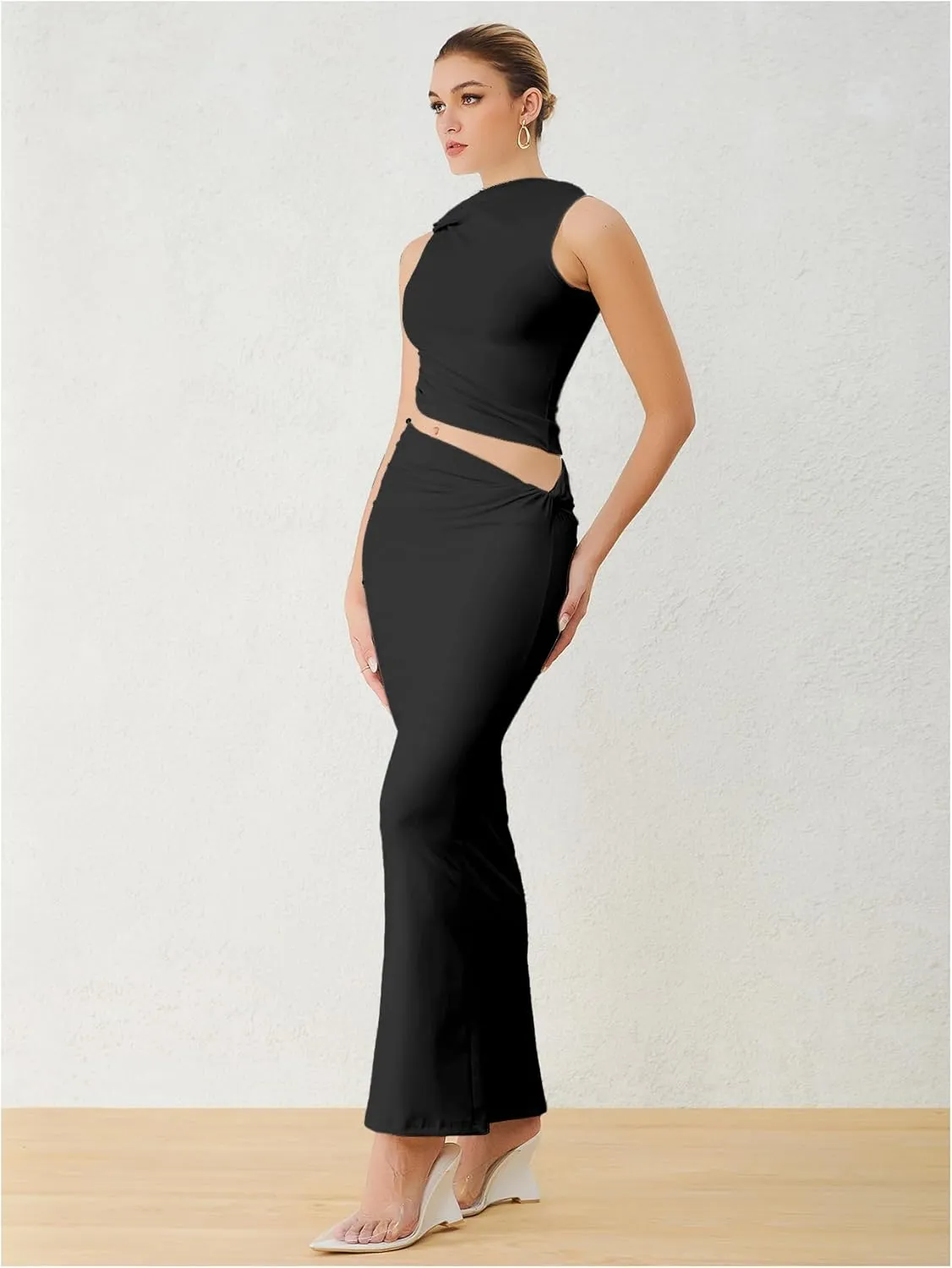 Verdusa Two Piece Sets For Women Going Out Tops and Bodycon Maxi Skirt Set Vacation Outfits