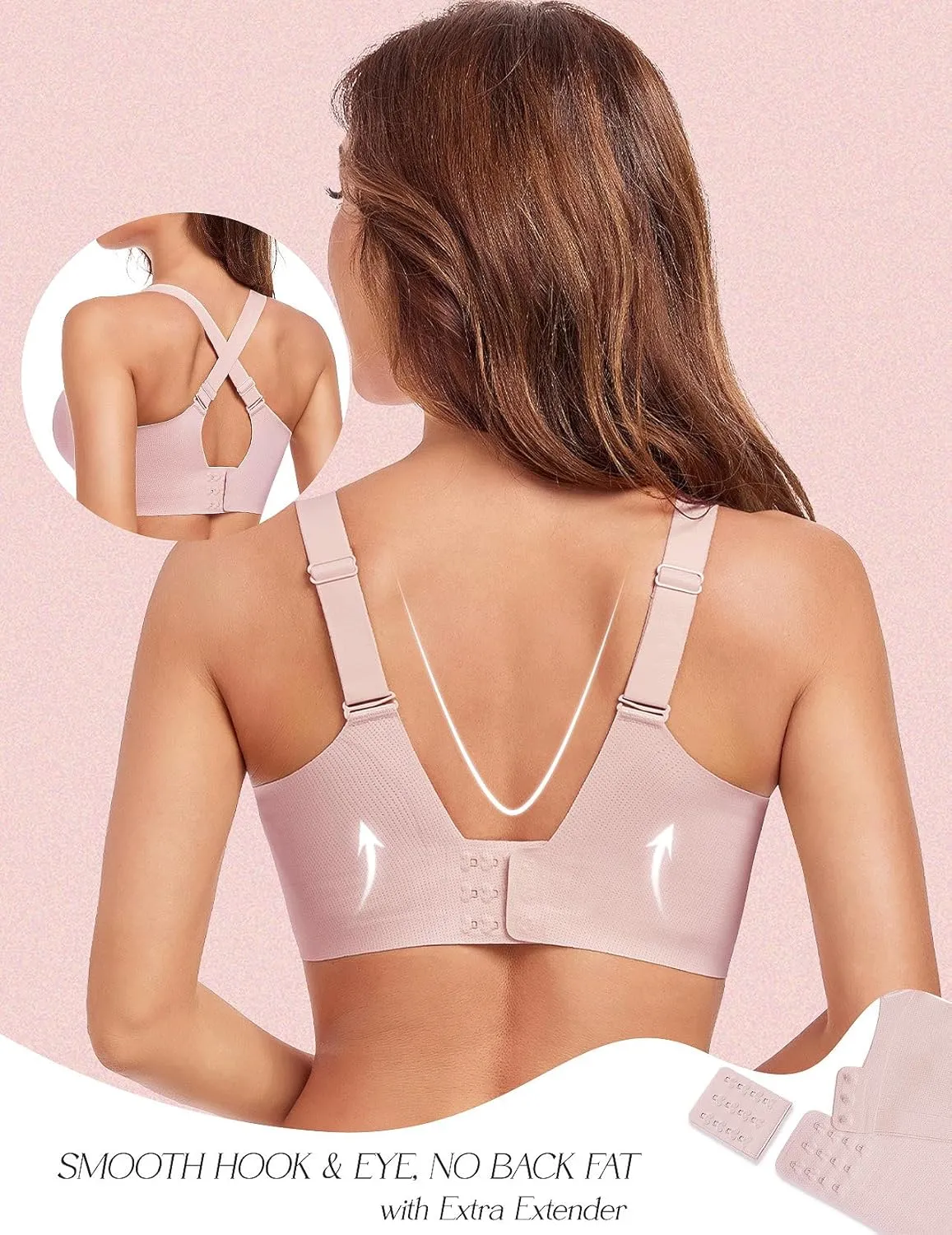 Wireless Bras for Women No Underwire Breathable V-Neck Bralettes for Women with Support Seamless T Shirt Bras