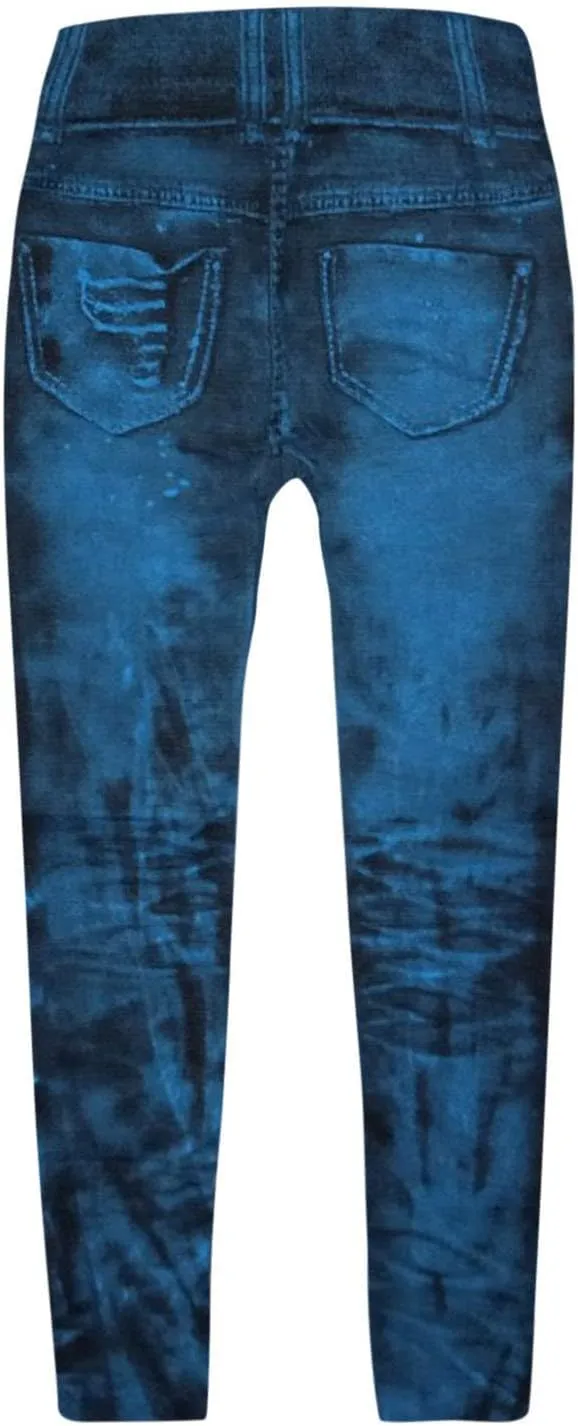 Women Denim Print Leggings Fake Jeans Seamless Full Length Tights High Waist Jeggings Workout Sport Yoga Pants