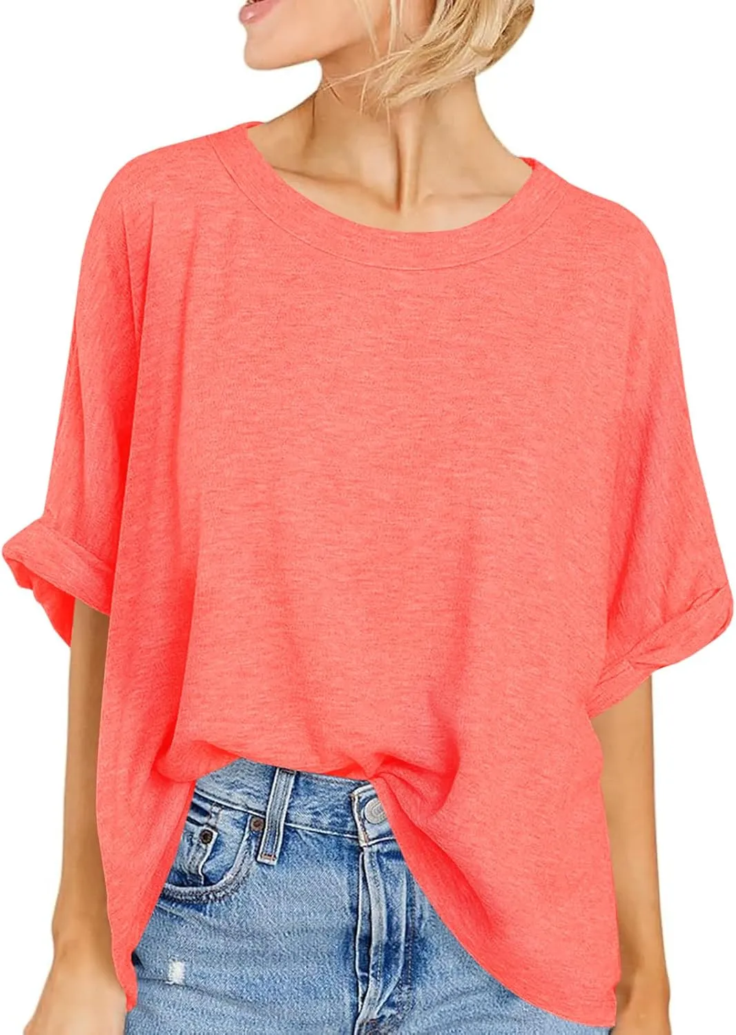 Women Oversized T-Shirt Summer Casual Short Sleeve Loose Tee Tops