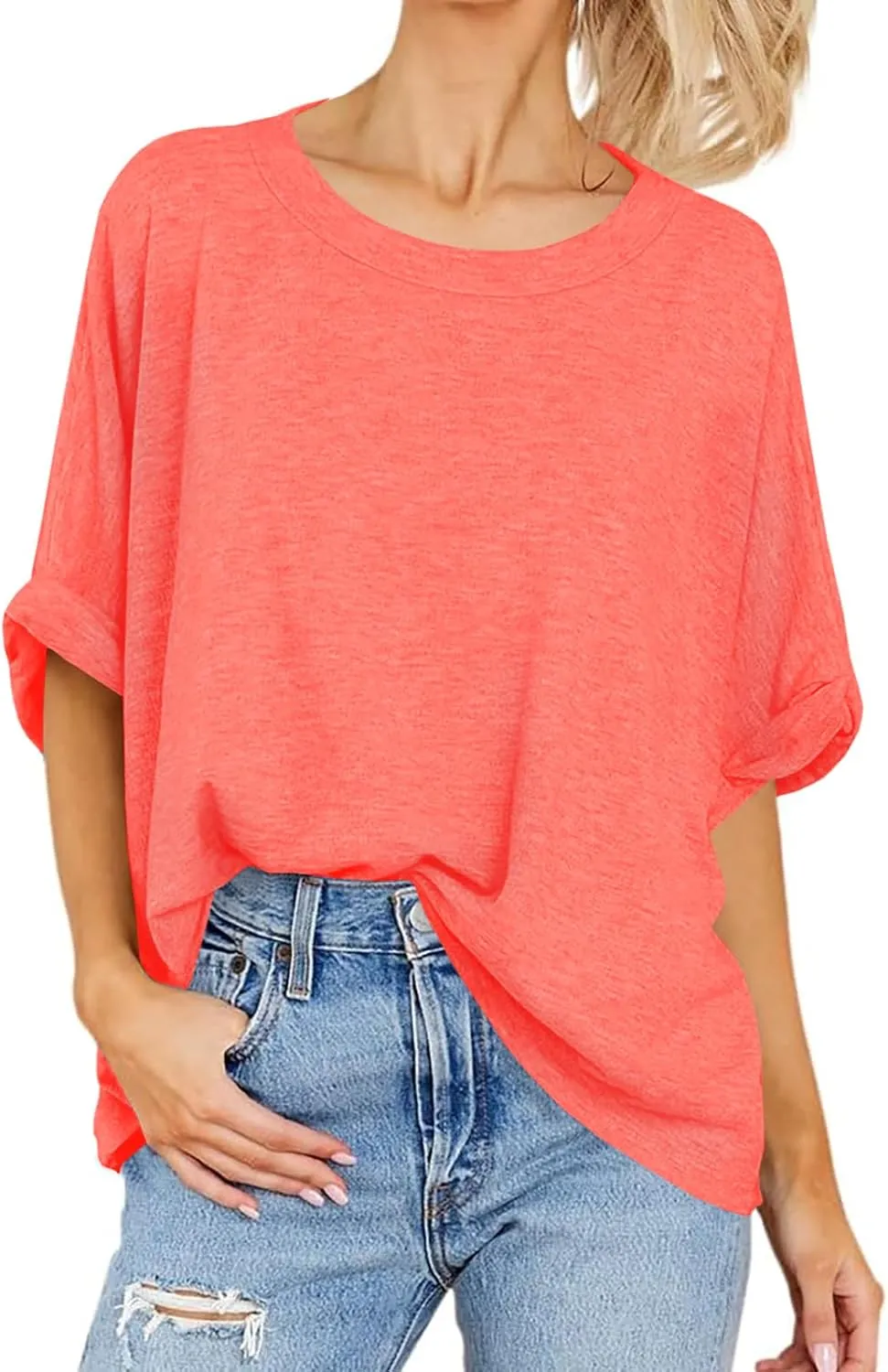 Women Oversized T-Shirt Summer Casual Short Sleeve Loose Tee Tops