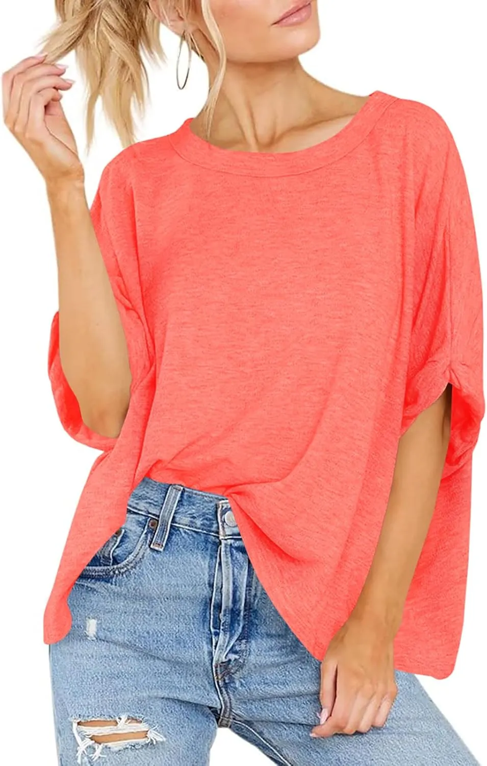 Women Oversized T-Shirt Summer Casual Short Sleeve Loose Tee Tops