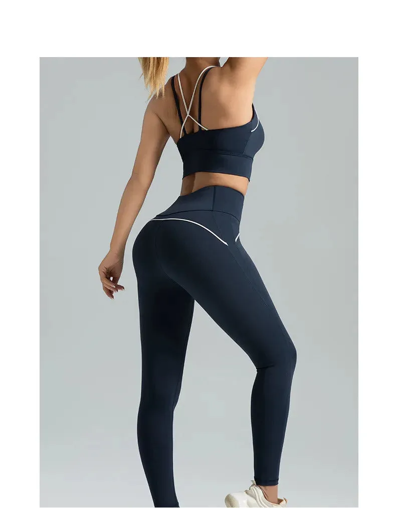 Women's 2pcs yoga set yoga Clothes High Waist Strap Cross High-elasticity Yoga Sports Bra Fitness Wear set Women's Tracksuit