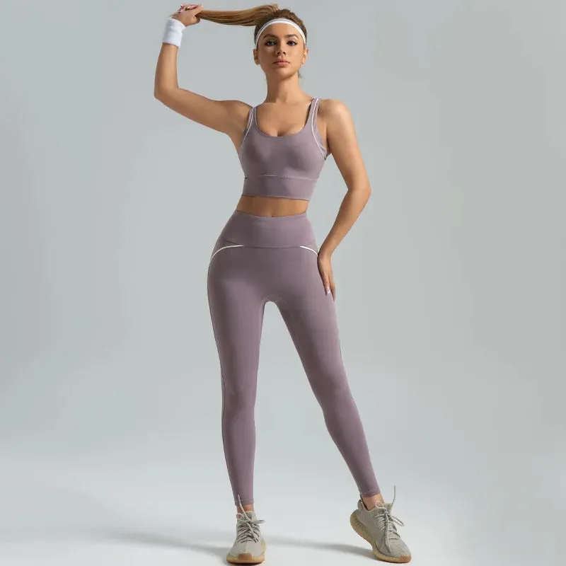 Women's 2pcs yoga set yoga Clothes High Waist Strap Cross High-elasticity Yoga Sports Bra Fitness Wear set Women's Tracksuit