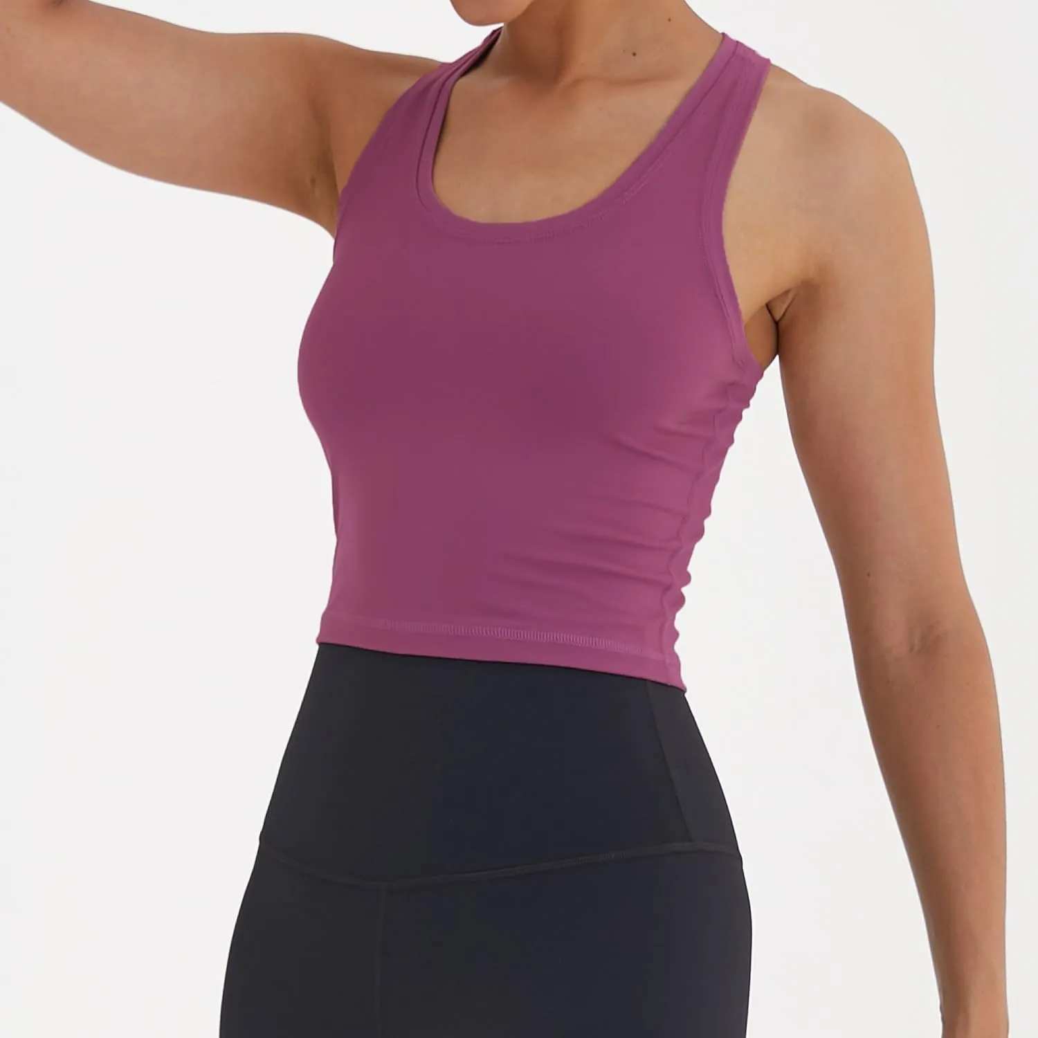 Women's Cropped Racerback Tank Tops Running Workout Tops Active Yoga Tops