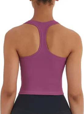 Women's Cropped Racerback Tank Tops Running Workout Tops Active Yoga Tops