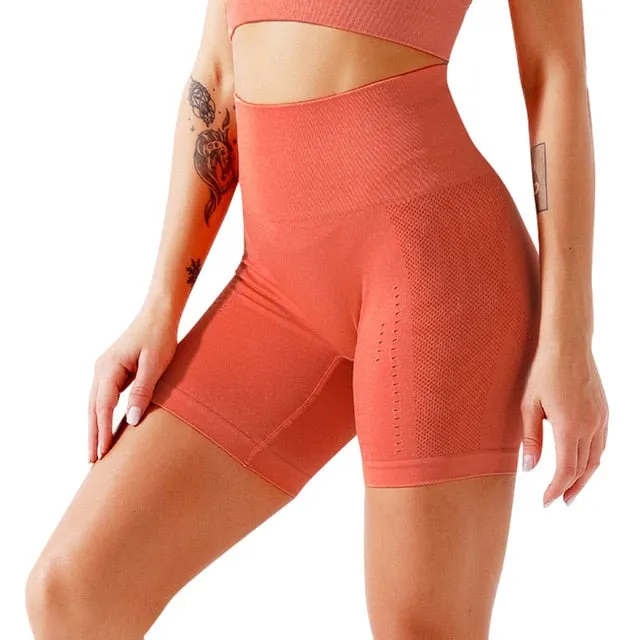 Women's Seamless 2 Piece Workout Gym Yoga Shorts High Waist Seamless Leggings with Sport Bra Set