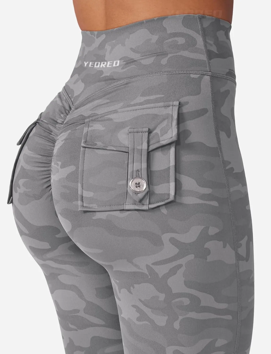 YEOREO CoreFlex Leggings with Pockets for Women Charm Scrunch Workout Leggings V Cross Waist Butt Lifting Gym Yoga Pants